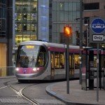 The Midland Metro arrives in Bull Street.